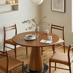 Retro Conical Solid Wood Dining Table With Metal Base - image 2