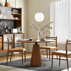 Retro Conical Solid Wood Dining Table With Metal Base - image 3