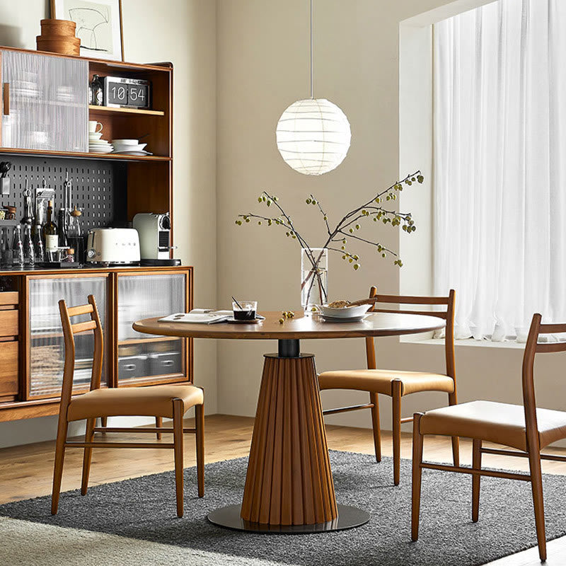 Retro Conical Solid Wood Dining Table With Metal Base - image 3