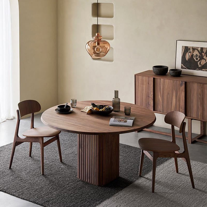 Doric Order Base Solid Wood Dining Table - Walnut - W47.24" x D47.24" x H29.53" - image 0