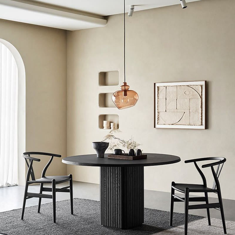 Doric Order Base Solid Wood Dining Table - Black - W47.24" x D47.24" x H29.53" - image 7