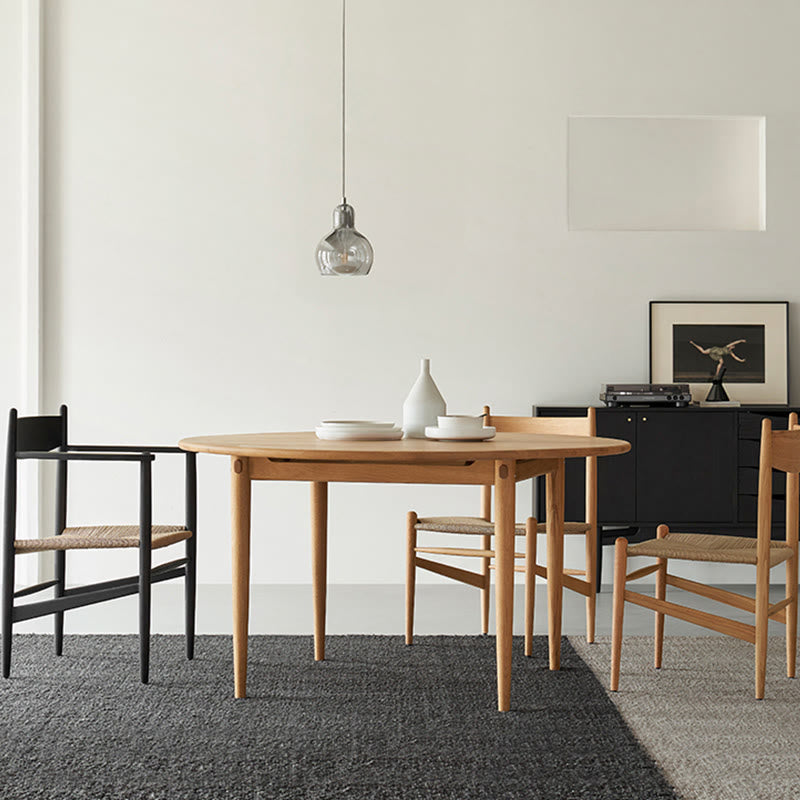Round Four-legged Solid Wood Dining Table - image 5