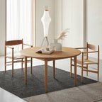 Round Four-legged Solid Wood Dining Table - Natural wood - W47.24" x D47.24" x H29.53" - image 4