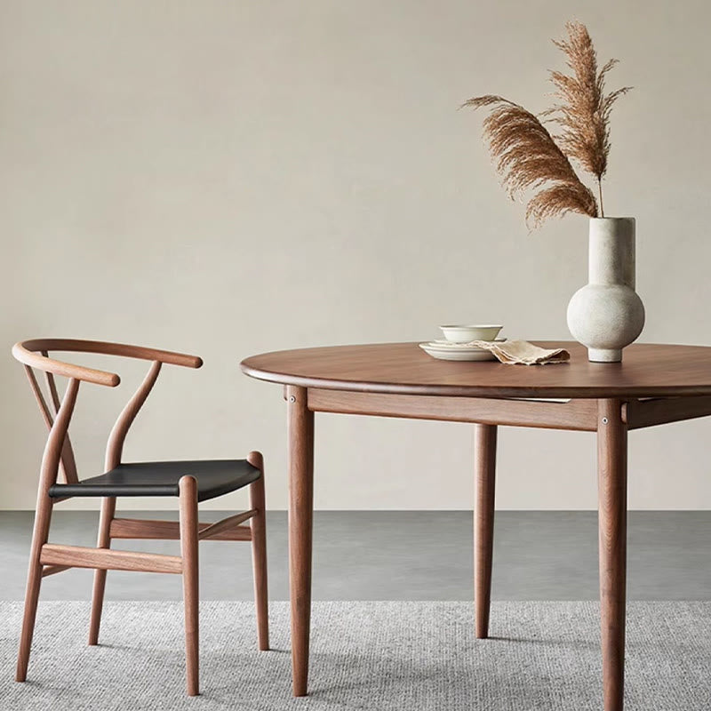 Round Four-legged Solid Wood Dining Table - image 6