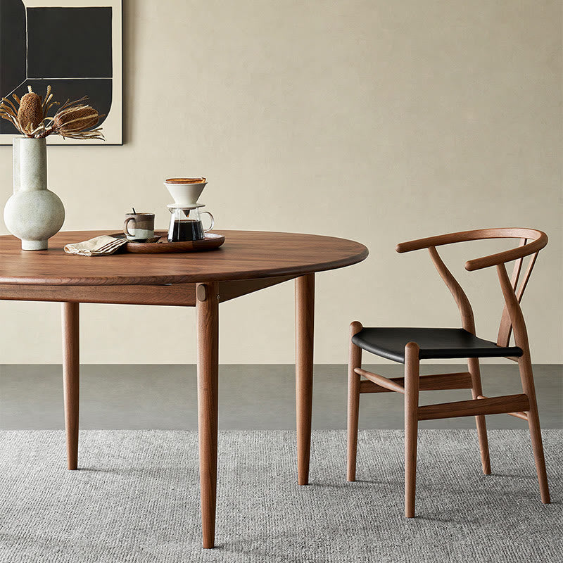 Round Four-legged Solid Wood Dining Table - image 3