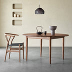 Round Four-legged Solid Wood Dining Table - Walnut - W47.24" x D47.24" x H29.53" - image 0