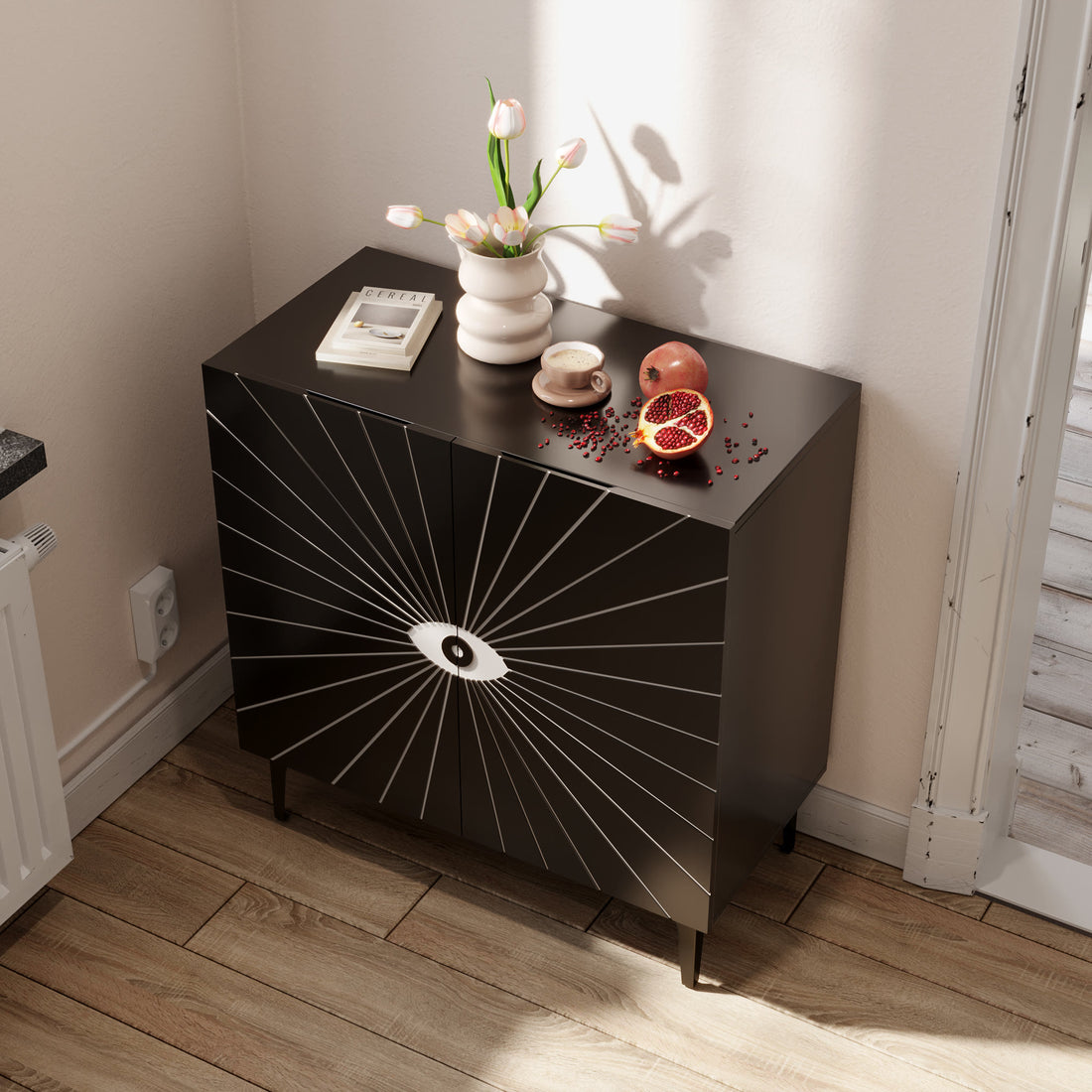 Modern Carved Eye-patterned Wooden Storage Cabinet