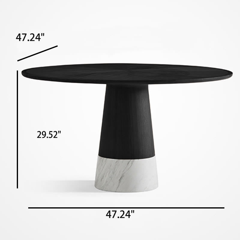 Round Walnut Wood Modern Dining Table