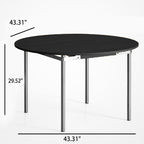 Modern Round Mental Dining Table With Wood Top - image 12