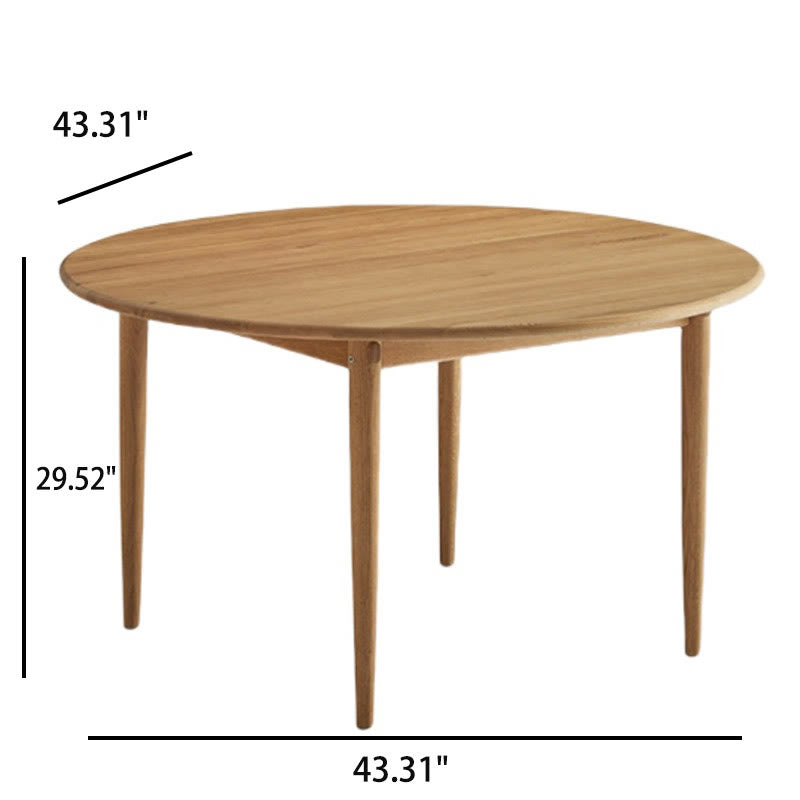 Round Four-legged Solid Wood Dining Table - image 9
