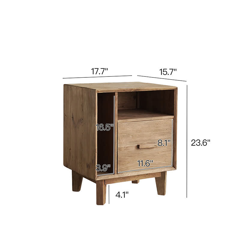 Solid Wood Nightstand Storage Cabinet