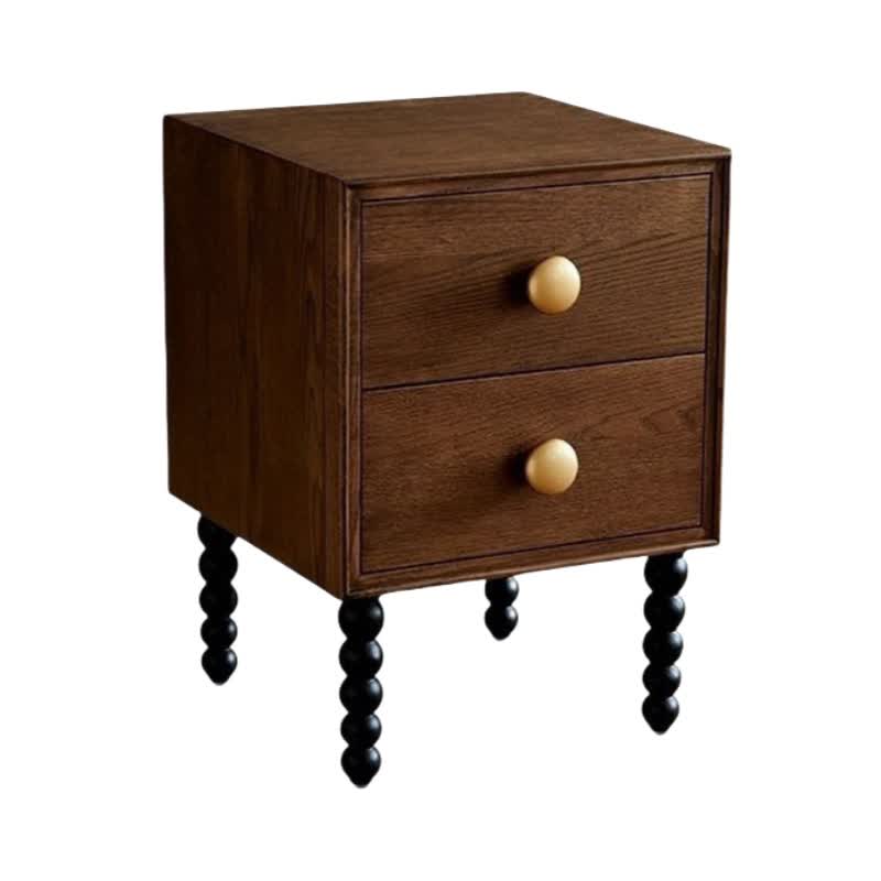 Solid Wood Rustic Style Nightstand End Table