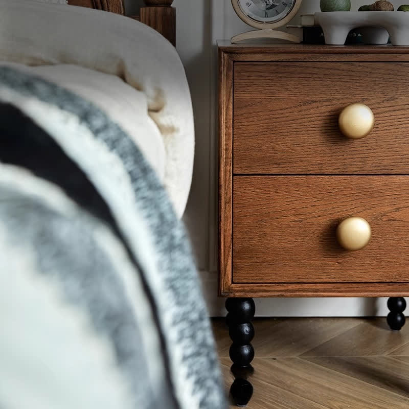 Solid Wood Rustic Style Nightstand End Table