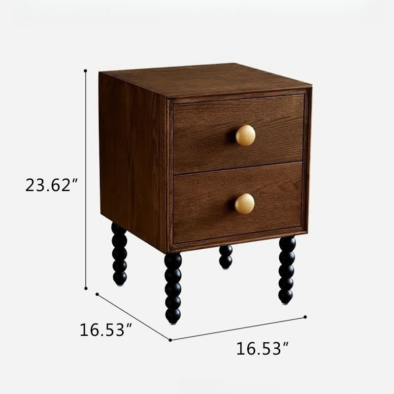 Solid Wood Rustic Style Nightstand End Table