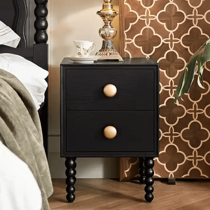 Solid Wood Rustic Style Nightstand End Table