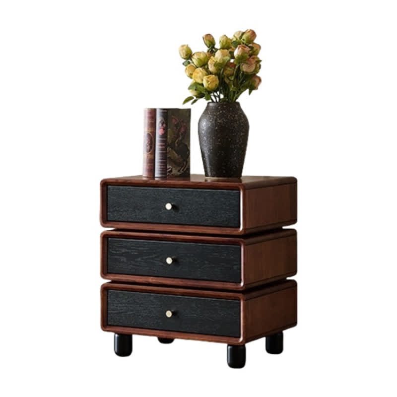 Solid Wood Rotatable Drawers Nightstand End Table