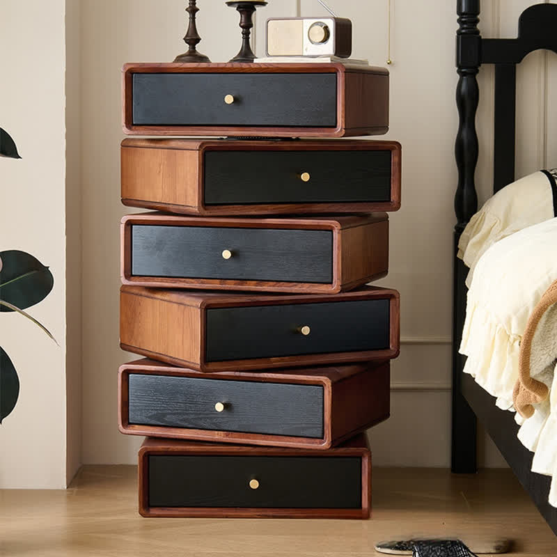 Solid Wood Rotatable Drawers Nightstand End Table - image 4