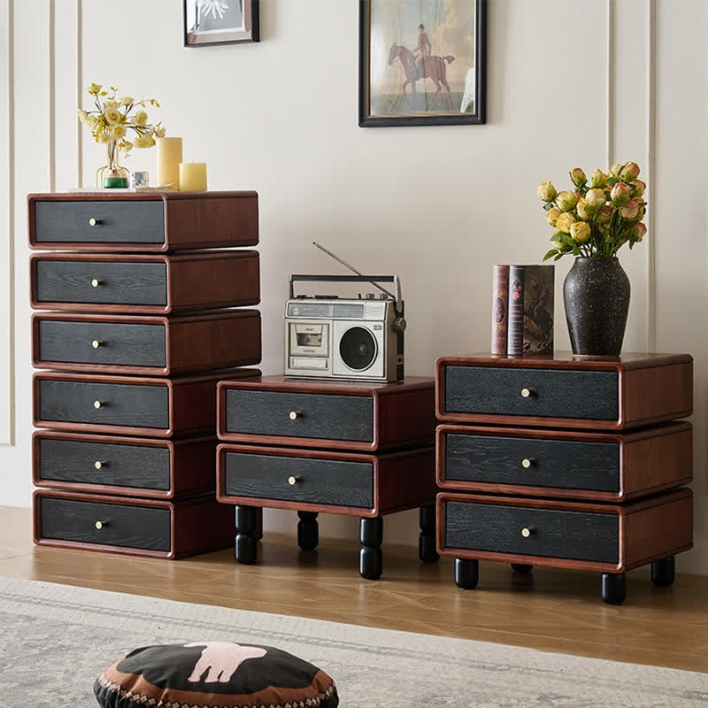 Solid Wood Rotatable Drawers Nightstand End Table - image 0