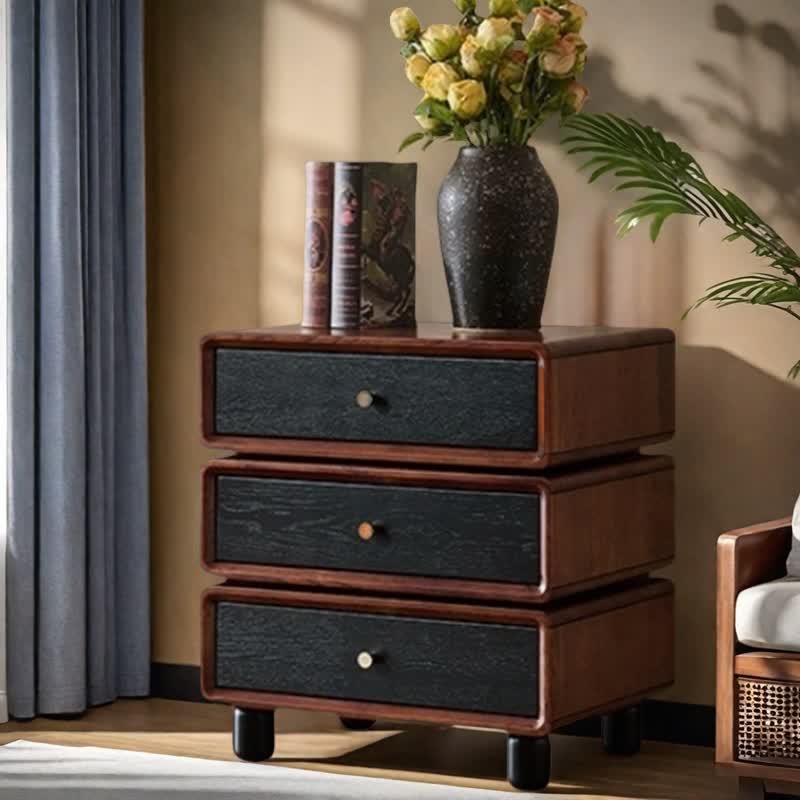Solid Wood Rotatable Drawers Nightstand End Table - 2× 3 Drawers - image 12