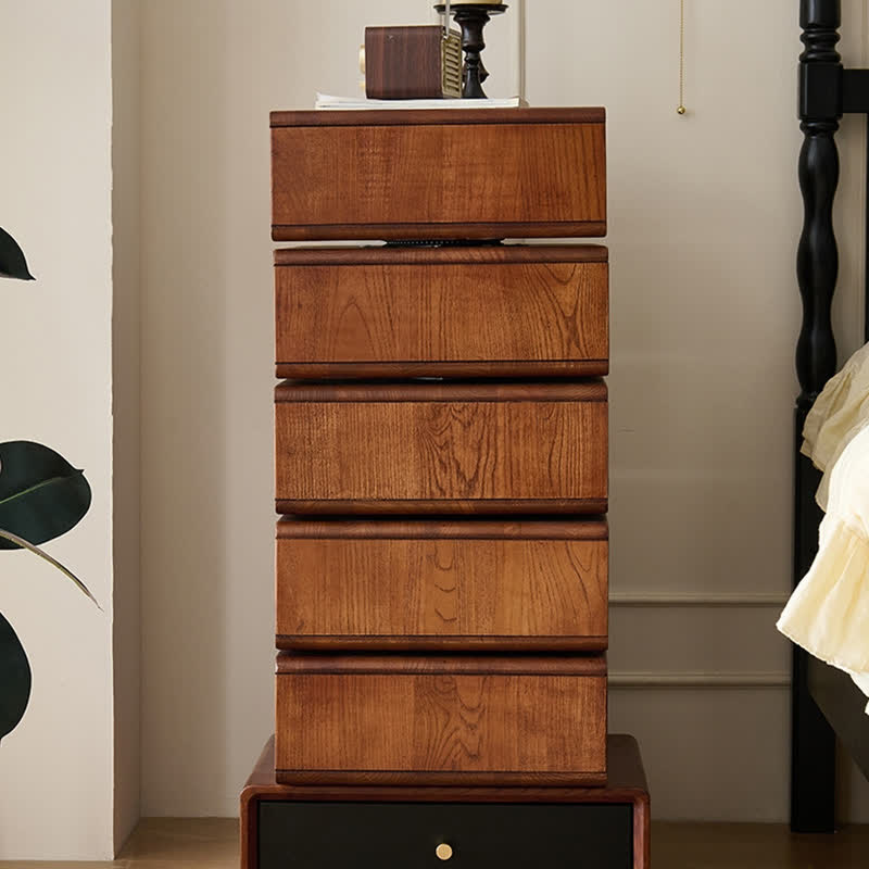 Solid Wood Rotatable Drawers Nightstand End Table