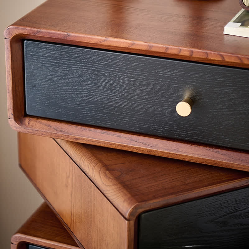 Solid Wood Rotatable Drawers Nightstand End Table