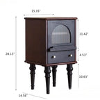 Solid Wood Retro Nightstand Glass Door Storage Cabinet - image 11