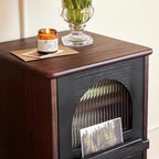 Solid Wood Retro Nightstand Glass Door Storage Cabinet - image 8