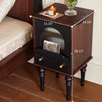 Solid Wood Retro Nightstand Glass Door Storage Cabinet - image 10