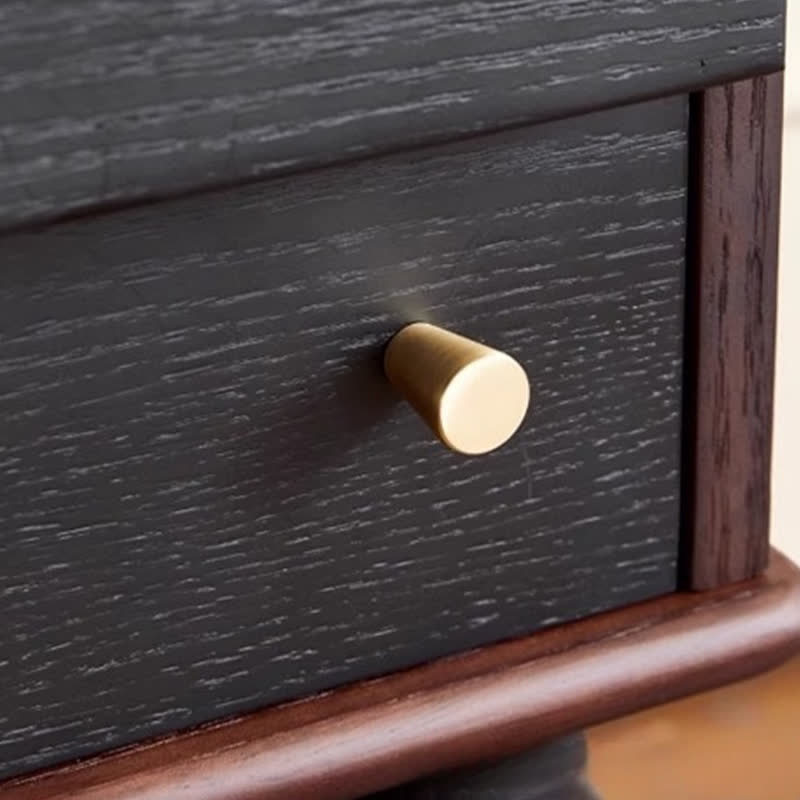 Solid Wood Retro Nightstand Glass Door Storage Cabinet - image 9