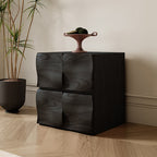 Solid Wood Mid-Century Combination Cabinet Nightstand - 2× Black - image 0