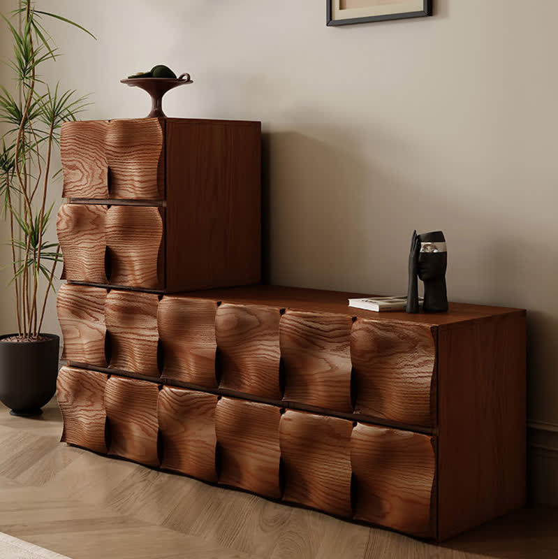 Solid Wood Mid-Century Combination Cabinet Nightstand - image 8