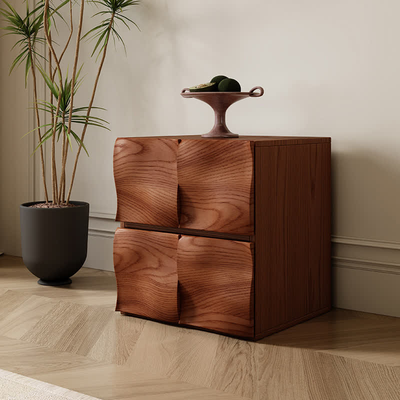 Solid Wood Mid-Century Combination Cabinet Nightstand