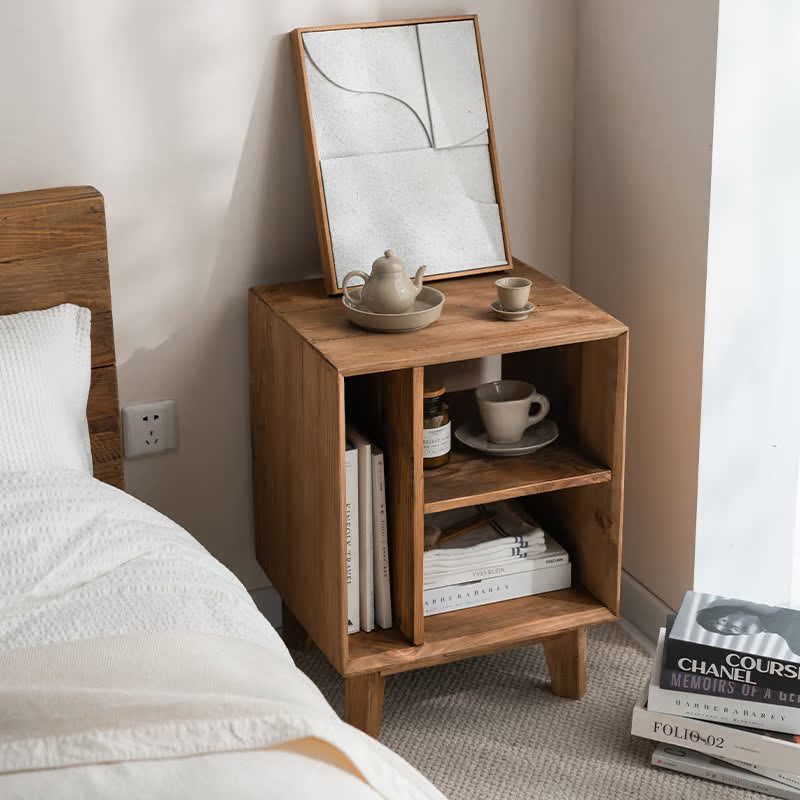 Solid Wood Nightstand Storage Cabinet