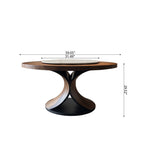 Solid Wood Round Mid-century Walnut Kitchen Room Dining Table With Removable Lazy Susan Tabletop - image 3