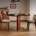 Solid Wood Dining Table With Dot Pattern Metal Base - Walnut - W43.31" x D43.31" x H29.53" - image 0