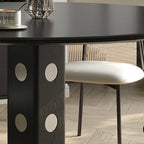 Solid Wood Dining Table With Dot Pattern Metal Base - image 6