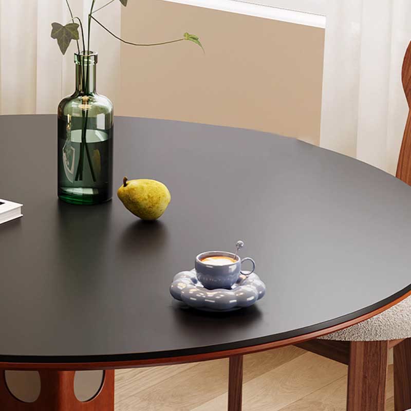 Solid Wood Dining Table With Dot Pattern Metal Base