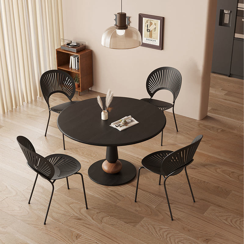 Geometric Base Solid Wood Dining Table