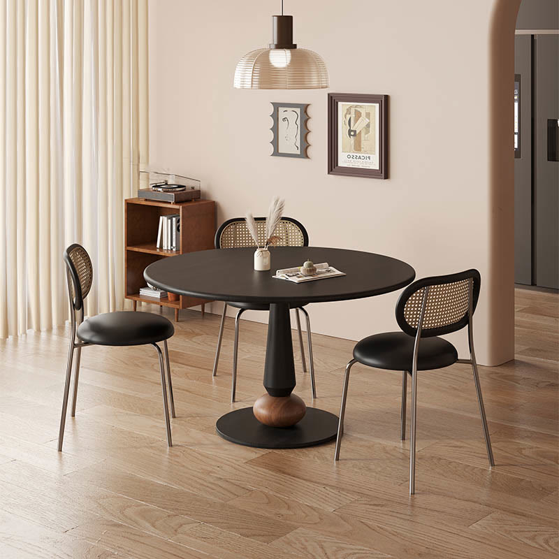 Geometric Base Solid Wood Dining Table