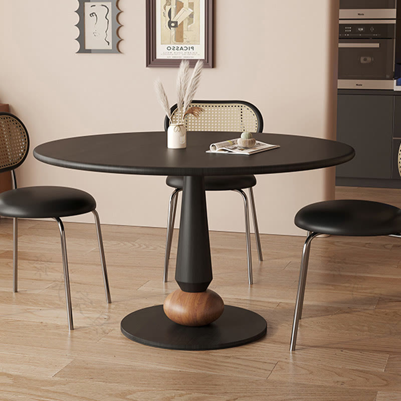 Geometric Base Solid Wood Dining Table