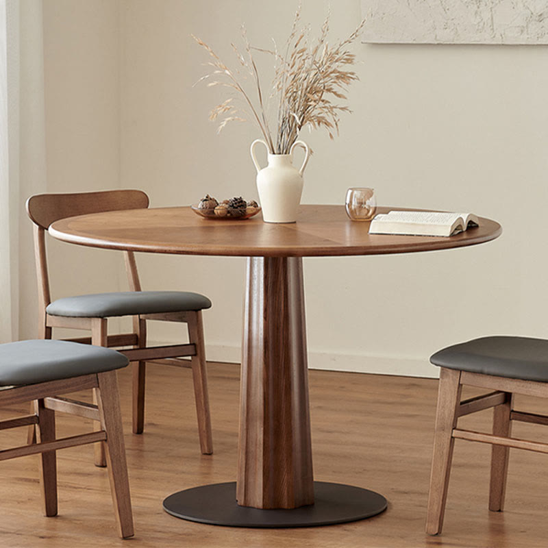 Solid Wood Dining Table With Three-dimensional Column Legs - Walnut - W43.31" x D43.31" x H29.53" - image 0