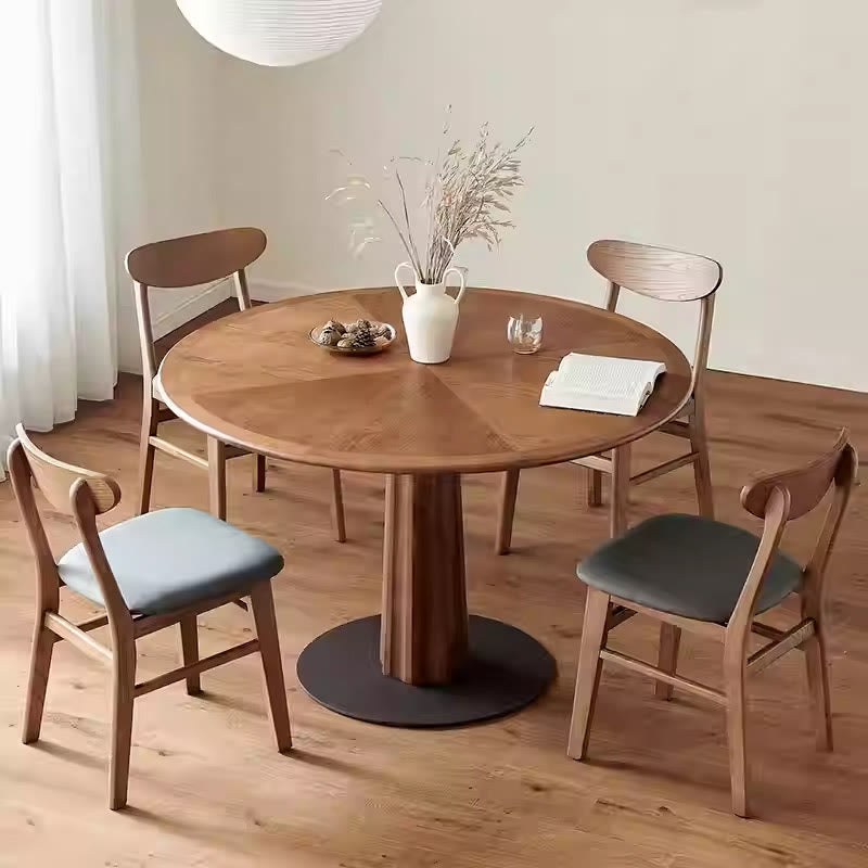 Solid Wood Dining Table With Three-dimensional Column Legs