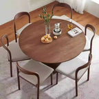 Hourglass-shaped Base Solid Wood Round Dining Table - image 2