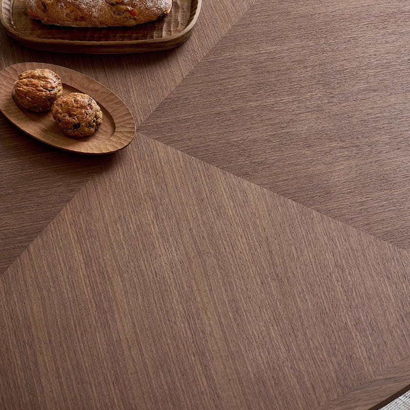 Walnut Hourglass-shaped Metal Base Dining Table