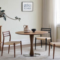 Walnut Hourglass-shaped Metal Base Dining Table - Walnut - W43.31" x D43.31" x H29.53" - image 0