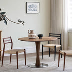 Walnut Hourglass-shaped Metal Base Dining Table - Walnut - W43.31" x D43.31" x H29.53" - image 0