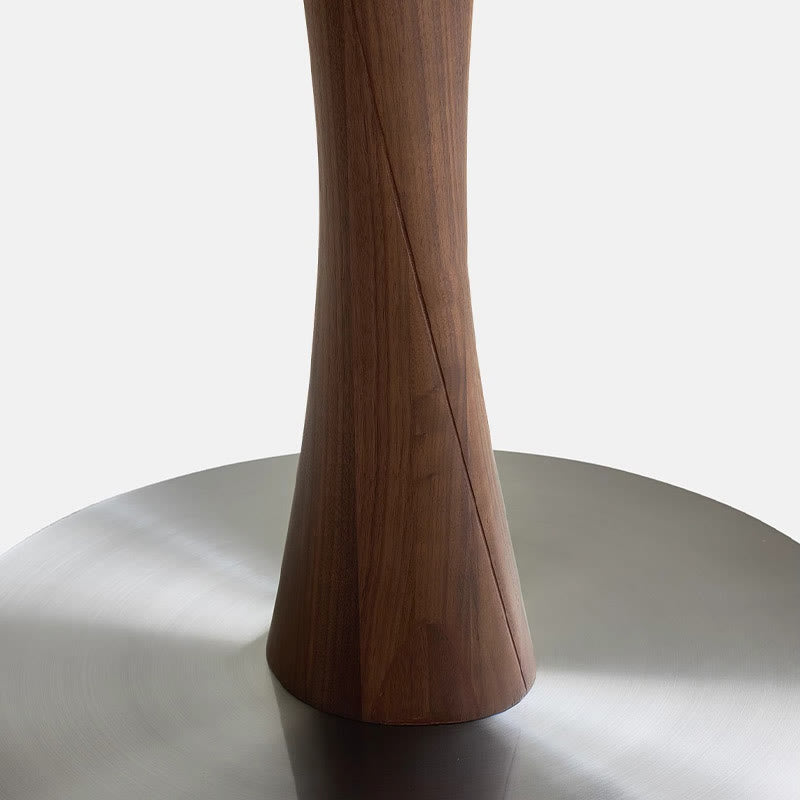 Walnut Hourglass-shaped Metal Base Dining Table