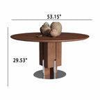 Rectangular Column Metal Round Base Dining Table - image 7