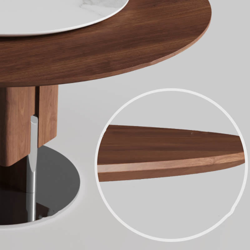 Rectangular Column Metal Round Base Dining Table - image 4