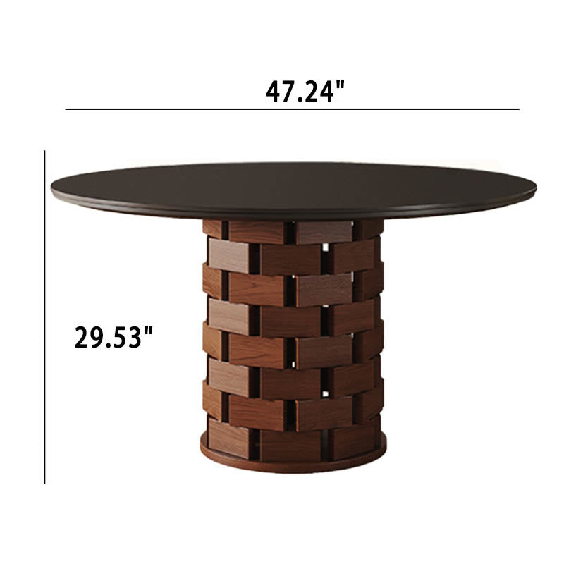 Building Block-shaped Base Stonetop Dining Table